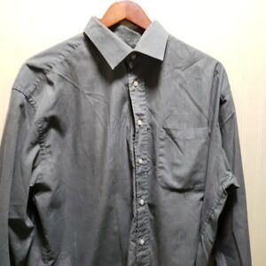 Armand Thiery Dress Shirt Mens 16.5 Blue Solid Regular Fit Long Sleeve Woven